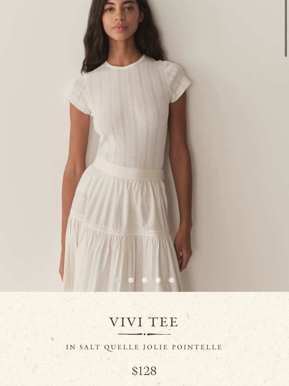Dôen Vivi tee White Pointelle Knit Top small nwt
